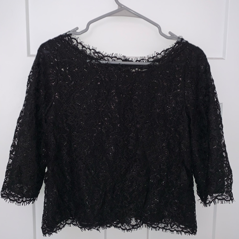 Joie Blouse Lace Shiny Top
